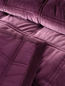Next Burgundy Red Quilted Lustre Velvet Bedspread^ Cushions & Throws