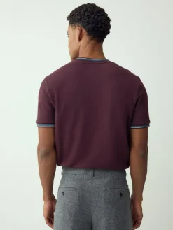 Next Regular Fit & 100% Cotton Textured Tipped T-Shirt^ Tops & T-Shirts