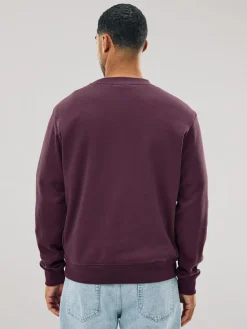 Next Burgundy Red Regular Fit Heavyweight Cotton Rich Crew Neck Sweatshirt^ Nightwear|Sweatshirts & Hoodies