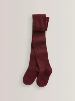 Next Burgundy Red Regular Length 3 Pack Cotton Rich School Tights^ Socks & Tights|Socks & Tights