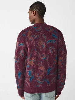 Sale Next Burgundy Red Relaxed Fit Floral Pattern Cardigan