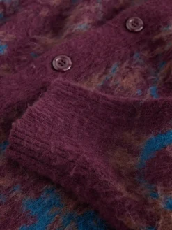 Sale Next Burgundy Red Relaxed Fit Floral Pattern Cardigan