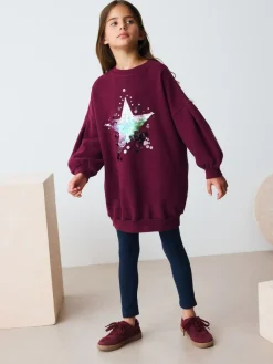 Next Burgundy Red Sequin Star Jumper Dress (3-16yrs)^ Knitwear & Sweaters|Knitwear