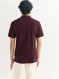Best Next Burgundy Red Slim Fit Short Sleeve Pique Polo Shirt