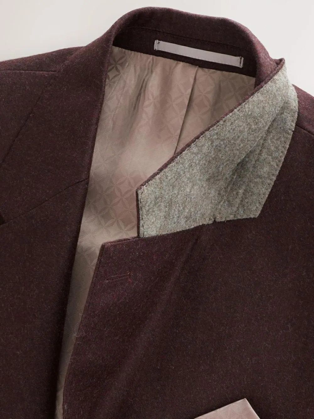 Discount Next Slim Fit Signature Zignone Italian Wool Cashmere Blend Flannel Suit Jacket Burgundy Red