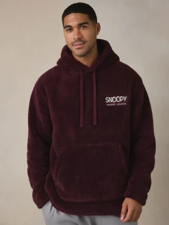 Next Burgundy Red Snoopy Borg Fleece Hoodie