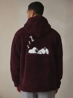 Next Burgundy Red Snoopy Borg Fleece Hoodie