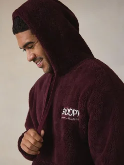 Next Burgundy Red Snoopy Borg Fleece Hoodie