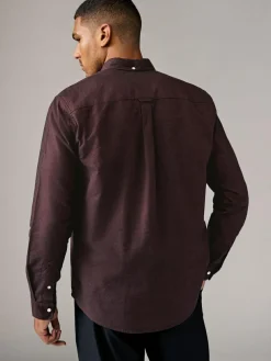 New Next Burgundy Red Soft Touch Oxford Long Sleeve Shirt