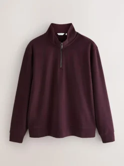 Outlet Next Soft Touch Quarter Zip Neck Fleece Burgundy Red