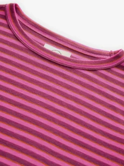 Next Burgundy Red Stripe Long Sleeve Crew Neck T-Shirt^Women Nightwear|Tops & T-Shirts