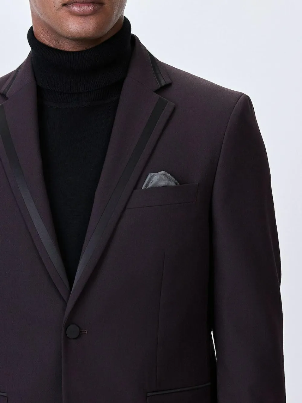 Discount Next Burgundy Red Tailored Fit Inset Lapel Detail Tuxedo Suit Jacket