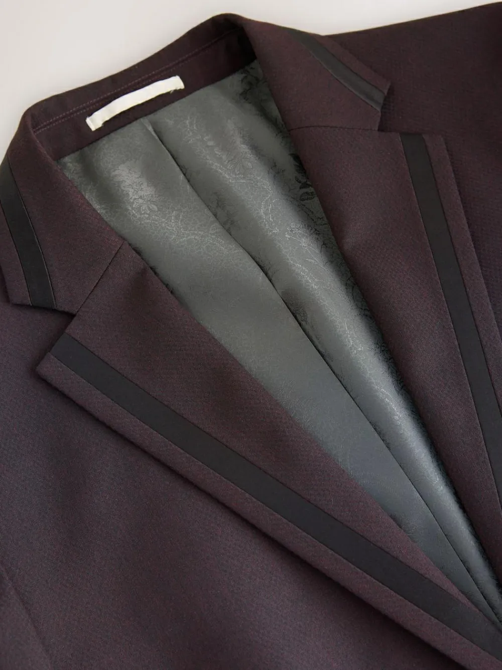 Discount Next Burgundy Red Tailored Fit Inset Lapel Detail Tuxedo Suit Jacket