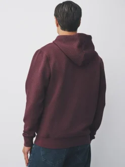 Online Next Burgundy Red Textured Overhead Hoodie