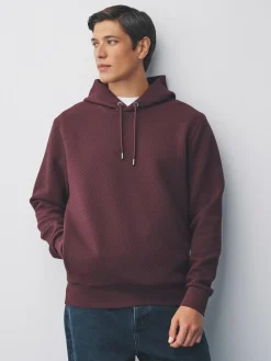 Online Next Burgundy Red Textured Overhead Hoodie