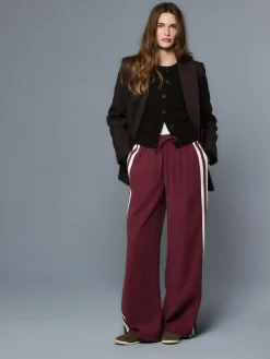 Outlet Next Wide Leg Side Stripe Trousers Burgundy Red
