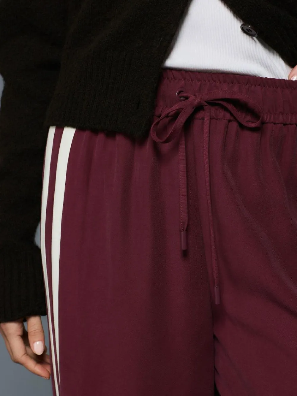 Outlet Next Wide Leg Side Stripe Trousers Burgundy Red