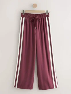 Outlet Next Wide Leg Side Stripe Trousers Burgundy Red