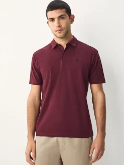 Next Burgundy Red/Charcoal Grey/Ecru Cream Regular Fit Short Sleeve Jersey Polo Shirts 3 Pack^ Tops & T-Shirts
