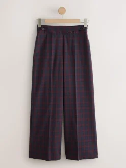 Hot Next Burgundy Red/Navy Blue Check Check Wide Leg Tailored Trousers