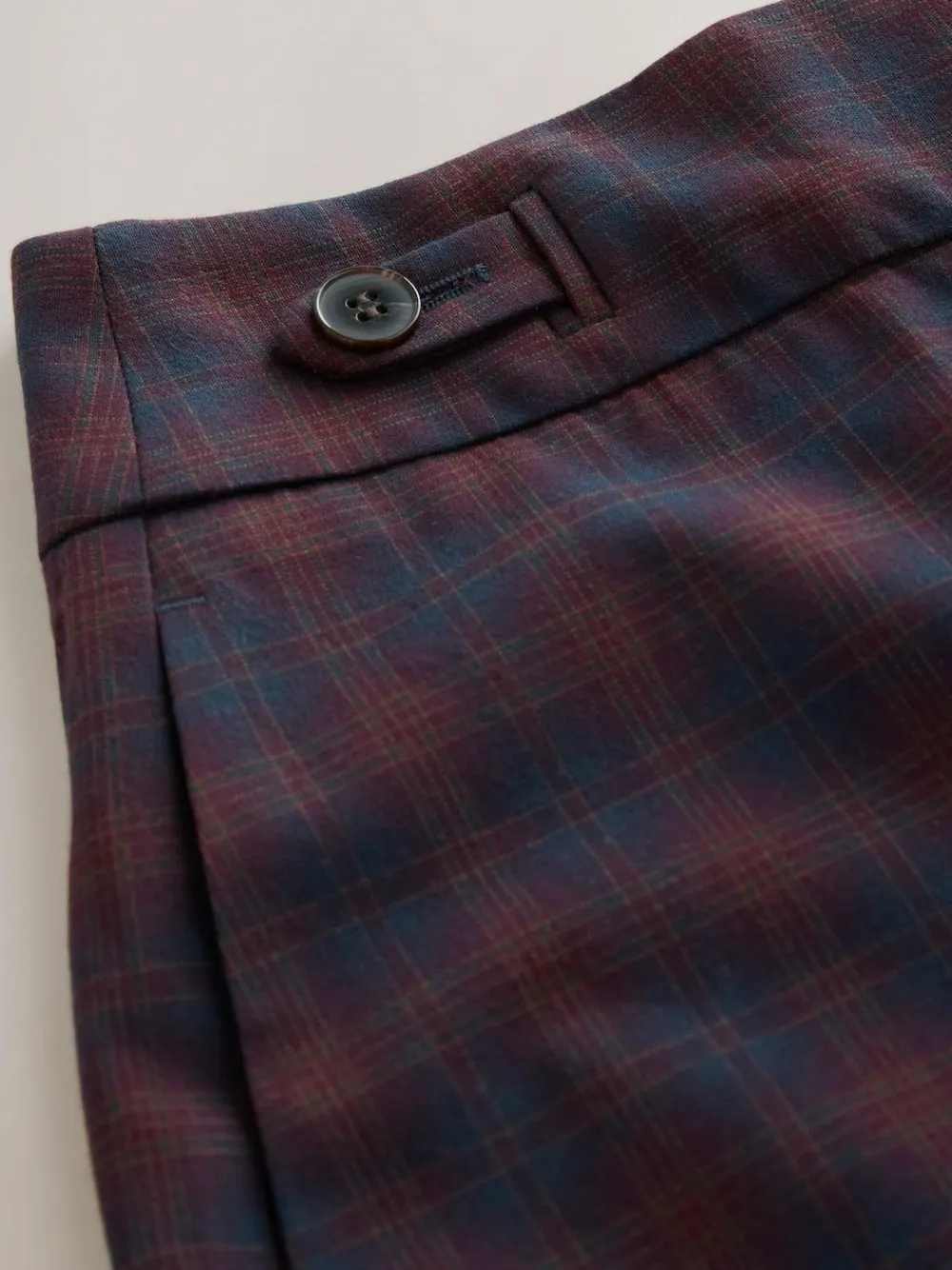 Hot Next Burgundy Red/Navy Blue Check Check Wide Leg Tailored Trousers