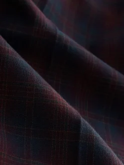 Hot Next Burgundy Red/Navy Blue Check Check Wide Leg Tailored Trousers