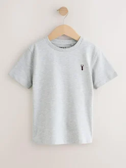 Next Burgundy Red/White Short Sleeve Stag Embroidered T-Shirts 4 Pack (3-16yrs)^BOY Tops|T-Shirts