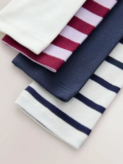 Hot Next Burgundy/Ecru Long Sleeve Ribbed T-Shirts 4 Pack (3-16yrs)