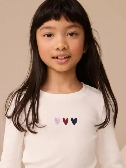 Hot Next Burgundy/Ecru Long Sleeve Ribbed T-Shirts 4 Pack (3-16yrs)