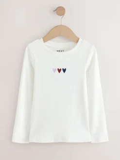 Hot Next Burgundy/Ecru Long Sleeve Ribbed T-Shirts 4 Pack (3-16yrs)