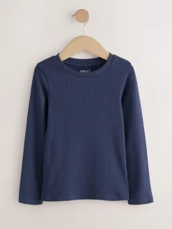 Hot Next Burgundy/Ecru Long Sleeve Ribbed T-Shirts 4 Pack (3-16yrs)