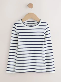 Hot Next Burgundy/Ecru Long Sleeve Ribbed T-Shirts 4 Pack (3-16yrs)