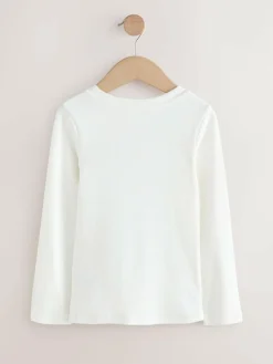 Hot Next Burgundy/Ecru Long Sleeve Ribbed T-Shirts 4 Pack (3-16yrs)