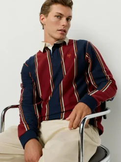 Next Burgundy/Navy Blue Stripe Rugby Shirt^ Tops & T-Shirts