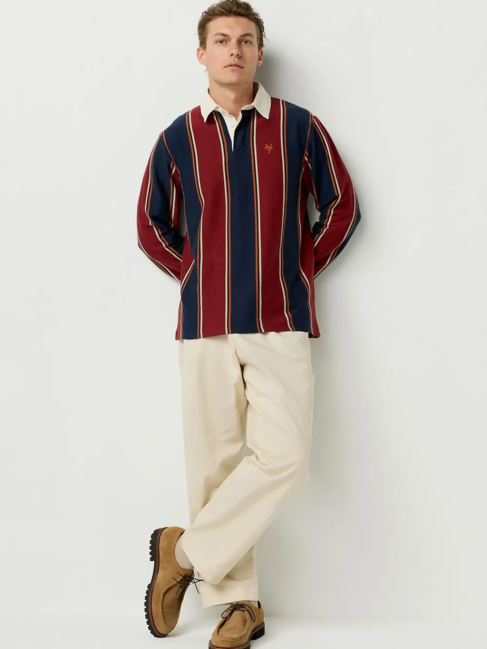 Next Burgundy/Navy Blue Stripe Rugby Shirt^ Tops & T-Shirts