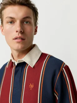 Next Burgundy/Navy Blue Stripe Rugby Shirt^ Tops & T-Shirts