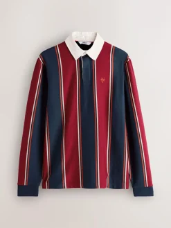 Next Burgundy/Navy Blue Stripe Rugby Shirt^ Tops & T-Shirts