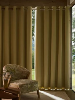 Online Next Buttermilk Yellow Blackout/Thermal Cotton Eyelet Curtains