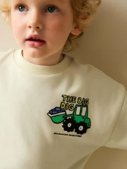Next Buttermilk Yellow Digger Back Printed Crew Neck Jersey Sweatshirt (3mths-7yrs)^BOY Sweatshirts & Hoodies|Sweatshirts & Hoodies