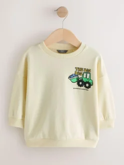 Next Buttermilk Yellow Digger Back Printed Crew Neck Jersey Sweatshirt (3mths-7yrs)^BOY Sweatshirts & Hoodies|Sweatshirts & Hoodies