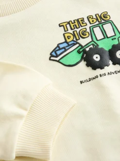 Next Buttermilk Yellow Digger Back Printed Crew Neck Jersey Sweatshirt (3mths-7yrs)^BOY Sweatshirts & Hoodies|Sweatshirts & Hoodies