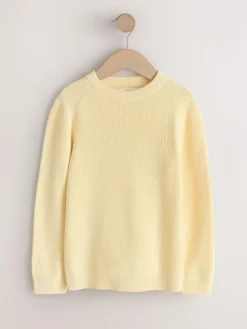 Best Next Buttermilk Yellow Without Stag Cotton Crew Neck Knitted Jumper (3-16yrs)