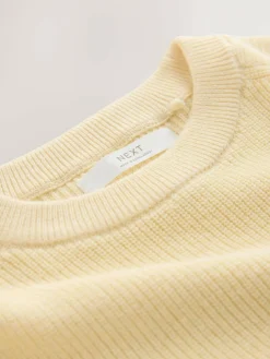 Best Next Buttermilk Yellow Without Stag Cotton Crew Neck Knitted Jumper (3-16yrs)