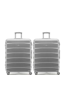 CABIN PRO Silver Set of 2 Large Check-In Hold Luggage Hardcase Travel Suitcases