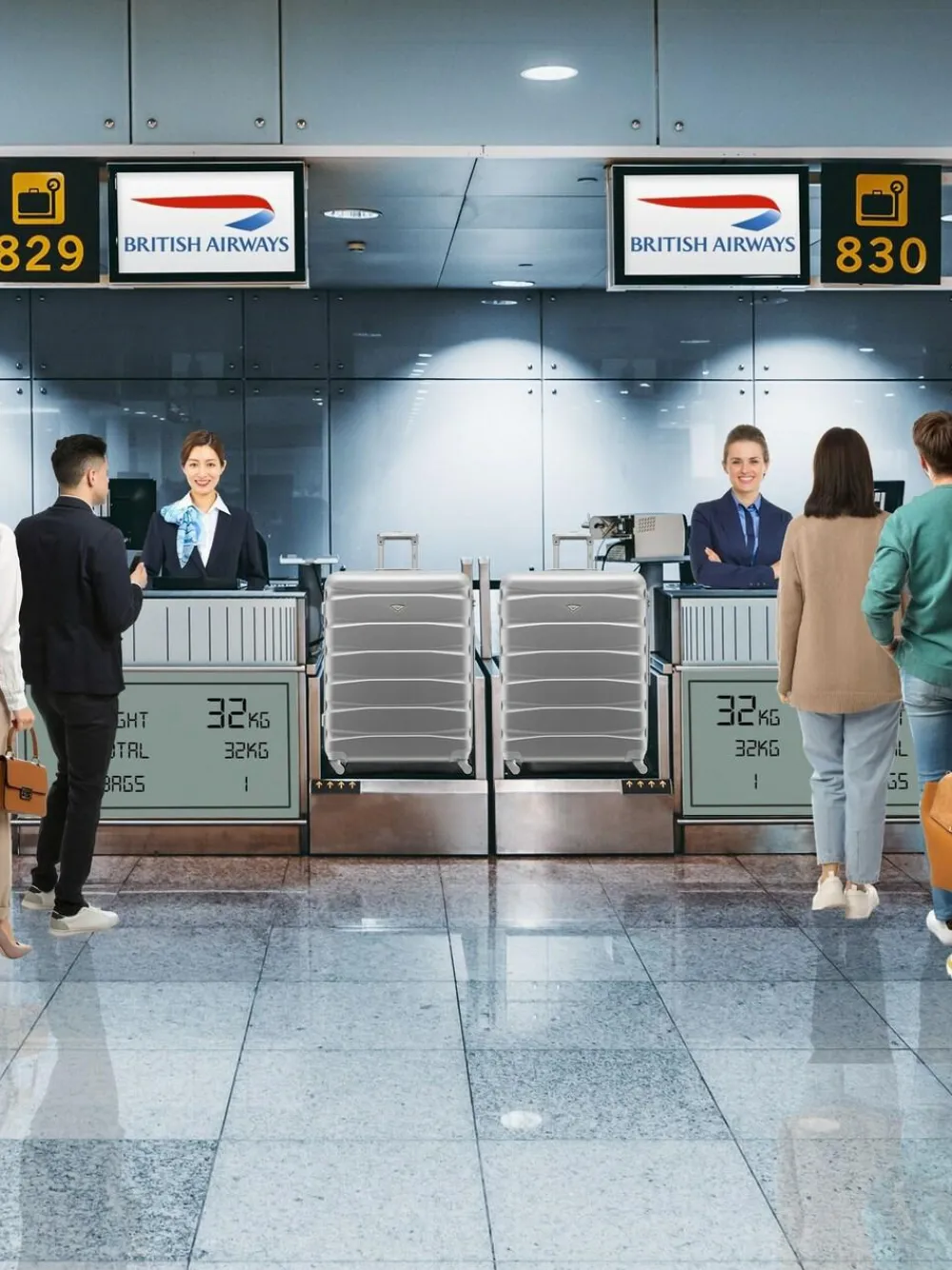 CABIN PRO Silver Set of 2 Large Check-In Hold Luggage Hardcase Travel Suitcases