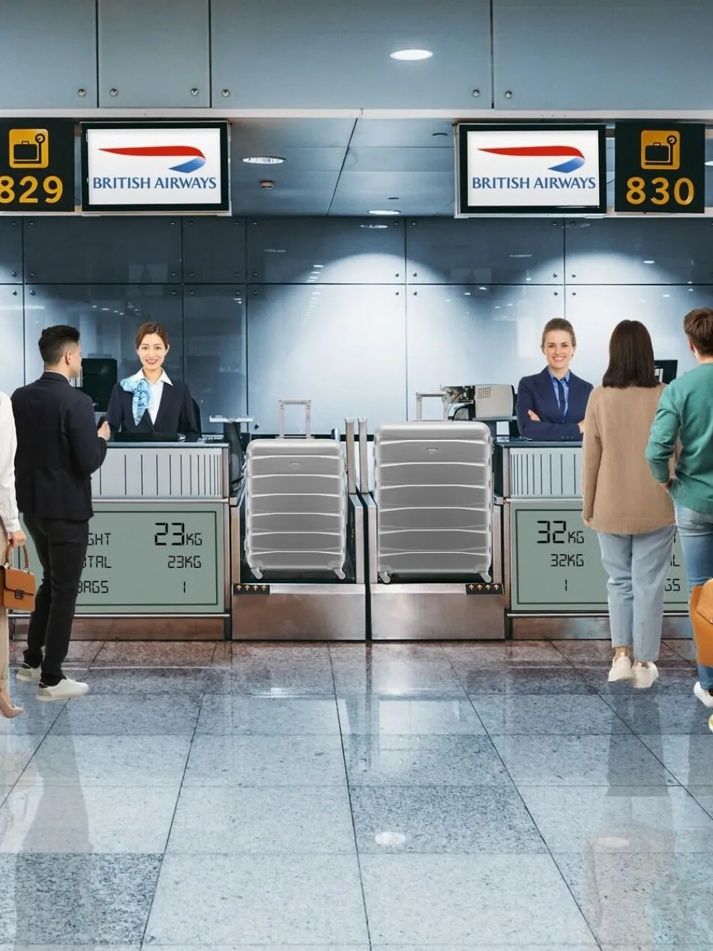 CABIN PRO Silver Set of 2 Medium & Large Check-In Hold Luggage Hardcase Travel Suitcases^Women Luggage