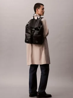 Clearance Calvin Klein Black Cargo Top Flap Backpack