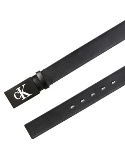 Hot Calvin Klein Black Plaque Smooth Leather Belt