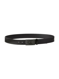 Hot Calvin Klein Black Plaque Smooth Leather Belt
