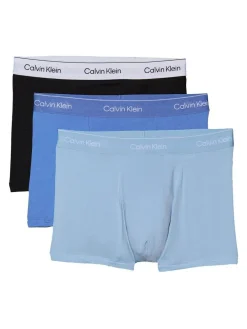 Sale Calvin Klein Icon Cotton Stretch Boxer Trunks 3 Pack Black/Blue Tonal